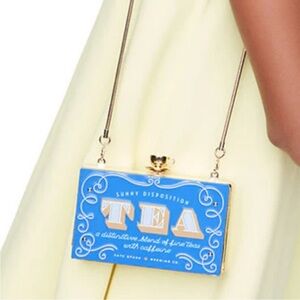 Kate Spade Blue and Gold Tea Box Clutch